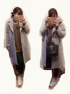 「CELINE」｜「アイテム（チェスターコート）」を使った、maaa★さん（レディース・159cm）の冬コーディネート