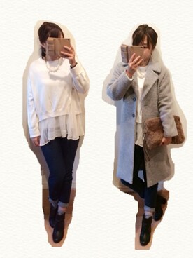 「w closet」｜「アイテム（チェスターコート）」を使った、maaa★さん（レディース・159cm）の冬コーディネート