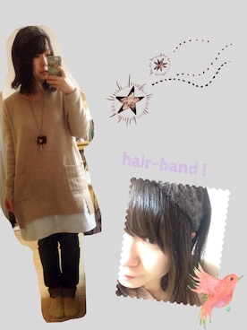 「アイテム（チュニック、ベージュ系）」を使った、ayacon.さん（レディース・154cm）の冬コーディネート