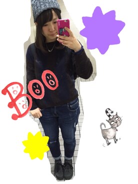 「B.L.U.E（ビーエルユーイー）のアイテム（パンツ）」を使った、ayacon.さん（レディース・154cm）の秋コーディネート