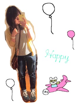 「B.L.U.E（ビーエルユーイー）のアイテム（パンツ）」を使った、ayacon.さん（レディース・154cm）の春コーディネート