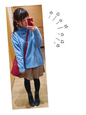 「ゆるニット」｜「アイテム（デニムジャケット）」を使った、ayacon.さん（レディース・154cm）の秋コーディネート