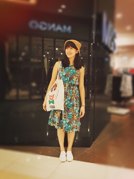 「NET（ネット）のアイテム（ハット）」を使った、Haruwuさん（レディース・163cm）の秋コーディネート