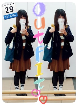 「cepo.」｜「アイテム（ダッフルコート）」を使った、かなもさん（レディース・162cm）の冬コーディネート