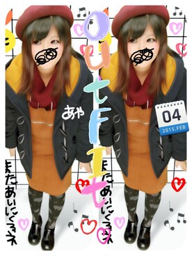 「プリクラ」｜「アイテム（ダッフルコート）」を使った、かなもさん（レディース・163cm）の冬コーディネート