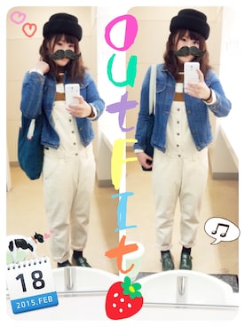 「カオリノモリ」｜「アイテム（デニムジャケット）」を使った、かなもさん（レディース・163cm）の冬コーディネート