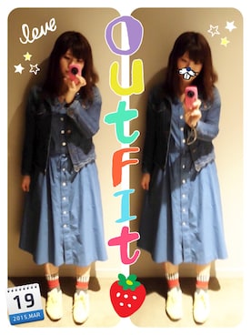 「春ワンピ」｜「アイテム（デニムジャケット）」を使った、かなもさん（レディース・163cm）の春コーディネート