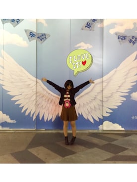 「韓国旅行」｜「アイテム（デニムジャケット）」を使った、かなもさん（レディース・162cm）の秋コーディネート