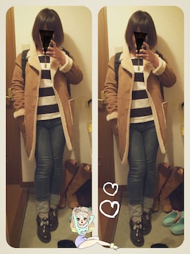 「アイテム（ムートンコート）」を使った、かなもさん（レディース・163cm・20代）の冬コーディネート