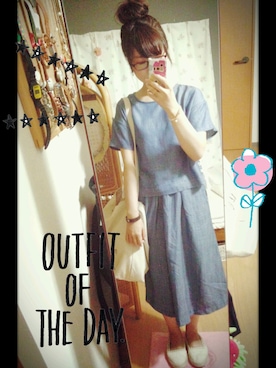 「デニムガウチョ」｜minako＊さん（レディース・155cm）の夏コーディネート