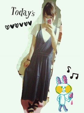 「B.L.U.E（ビーエルユーイー）のアイテム（ワンピース/ドレス）」を使った、minako＊さん（レディース・155cm）の夏コーディネート