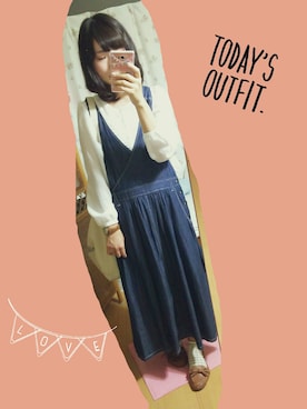 「B.L.U.E（ビーエルユーイー）のアイテム（ワンピース/ドレス）」を使った、minako＊さん（レディース・155cm）の秋コーディネート
