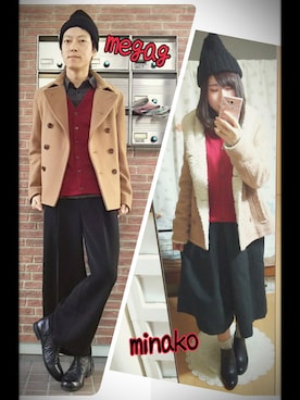 「ベージュコート」｜「アイテム（その他）」を使った、minako＊さん（レディース・155cm）の冬コーディネート