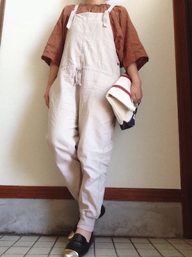 「LBC（エルビーシー）のアイテム（オールインワン・サロペット）」を使った、まるこびっち。さん（レディース・168cm）の春コーディネート