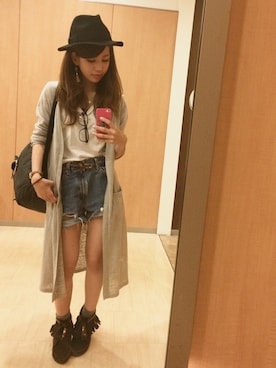 「アイテム（ピアス（両耳用）、ブルー系）」を使った、rinaさん（レディース・152cm）の夏コーディネート