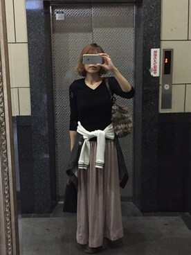 「マキシスカート」｜「アイテム（スタジャン）」を使った、maki@kさん（レディース・159cm）の秋コーディネート