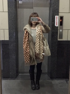 「LEPSIM（レプシィム）のアイテム（モッズコート）」を使った、maki@kさん（レディース・159cm）の冬コーディネート