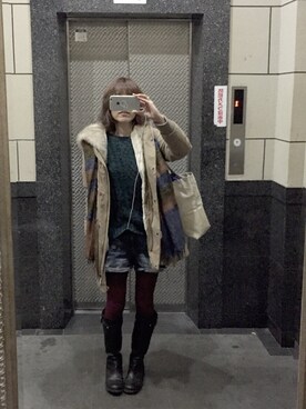 「LEPSIM（レプシィム）のアイテム（モッズコート）」を使った、maki@kさん（レディース・159cm）の冬コーディネート