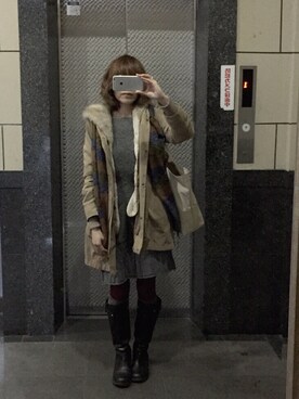 「LEPSIM（レプシィム）のアイテム（モッズコート）」を使った、maki@kさん（レディース・159cm）の冬コーディネート