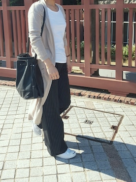 「しまむら（シマムラ）のアイテム（トップス、ホワイト系）」を使った、MAYUMI YOKOTAさん（レディース・160cm）の秋コーディネート