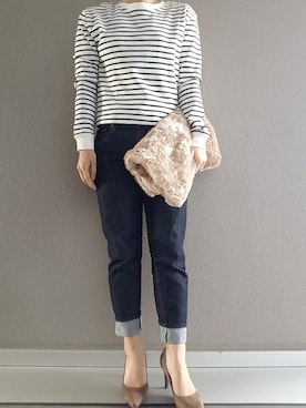 「ZARA（ザラ）のアイテム（Tシャツ/カットソー、ホワイト系）」を使った、MAYUMI YOKOTAさん（レディース・160cm）の秋コーディネート