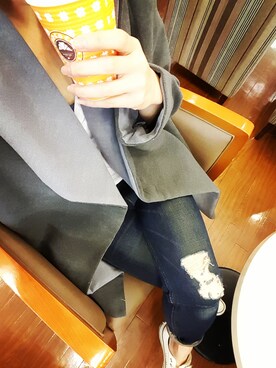 「Ungrid（アングリッド）のアイテム（デニムパンツ、ブルー系）」を使った、MAYUMI YOKOTAさん（レディース・160cm）の秋コーディネート
