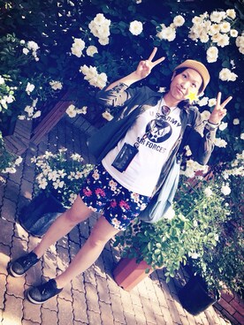 「DIESEL（ディーゼル）の靴（ドレスシューズ、ブラック系）」を使った、はまもん★さん（レディース）の夏コーディネート