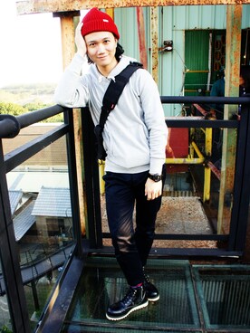 「Life8」｜「アイテム（帽子）」を使った、HENRYHUNGさん（メンズ・174cm）の夏コーディネート