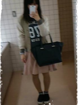 「RETRO GIRL（レトロガール）のアイテム（スタジャン）」を使った、さーさん。さん（レディース・155cm）の秋コーディネート