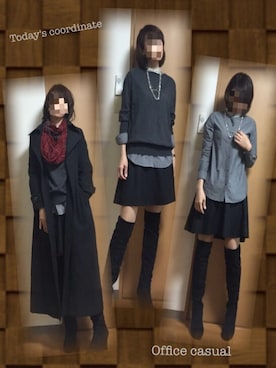 「オフィススタイル」｜「アイテム（ステンカラーコート）」を使った、kiimaさん（レディース・168cm）の冬コーディネート