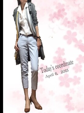 「リネンシャツ」｜「アイテム（トレンチコート）」を使った、kiimaさん（レディース・168cm）の春コーディネート