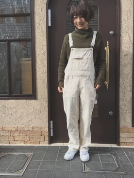 「PAR ICI」｜「アイテム（サロペット/オーバーオール）」を使った、misakiさん（レディース・160cm）の冬コーディネート