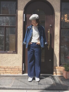 「PAR ICI」｜「アイテム（デニムジャケット）」を使った、misakiさん（レディース・160cm）の春コーディネート