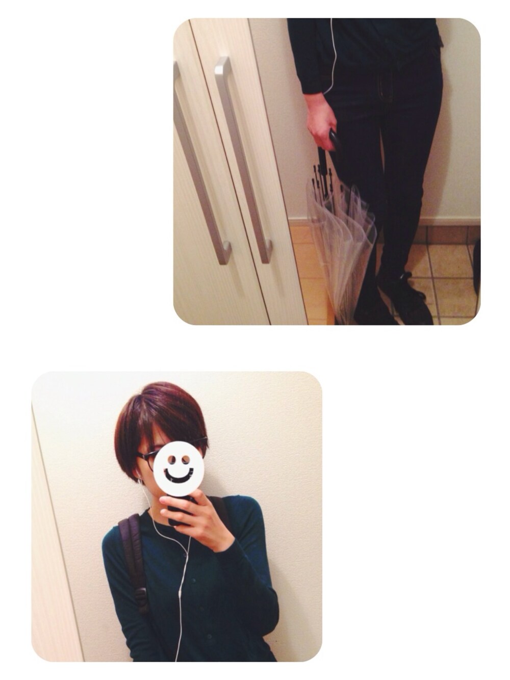 「緑のカーディガン、ダテメガネ、スキニーデニム、ちょっとそこまで」｜「眼鏡（その他小物、ブラウン系）」を使った、まこさん（レディース・171cm）の秋コーディネートの1枚目の写真