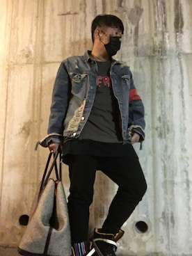 「HERMES」｜「アイテム（デニムジャケット）」を使った、sh!さん（メンズ・168cm）の秋コーディネート