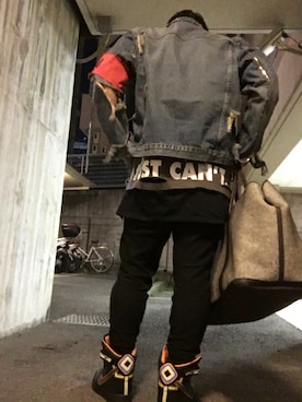 「HERMES」｜「アイテム（デニムジャケット）」を使った、sh!さん（メンズ・168cm）の秋コーディネート