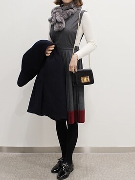 「skirt」｜「アイテム（ワンピース）」を使った、데일리위수さん（レディース・170cm）の冬コーディネート