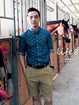 「Life8」｜「アイテム（パンツ）」を使った、life8さん（メンズ・180cm）の夏コーディネート