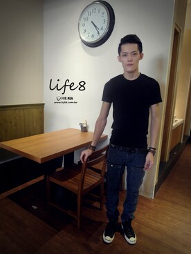 「Life8」｜「アイテム（パンツ）」を使った、life8さん（メンズ・180cm）の夏コーディネート