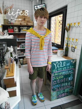 「Life8」｜「アイテム（その他アウター）」を使った、life8さん（メンズ・180cm）の夏コーディネート