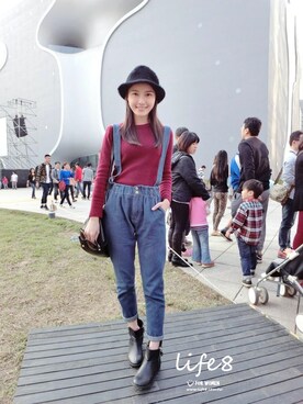 「Life8」｜「アイテム（パンツ）」を使った、life8さん（レディース・165cm）の冬コーディネート