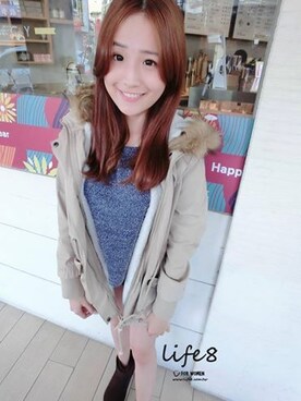 「Life8（ライフエイト）のアイテム（ジャケット/アウター）」を使った、life8さん（レディース・165cm）の冬コーディネート