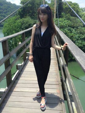 「Life8（ライフエイト）のアイテム（つなぎ/オールインワン）」を使った、life8さん（レディース・166cm）の夏コーディネート