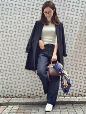 「SLOBE IENA（スローブイエナ）のアイテム（チェスターコート）」を使った、Wendieさん（レディース・164cm）の秋コーディネート