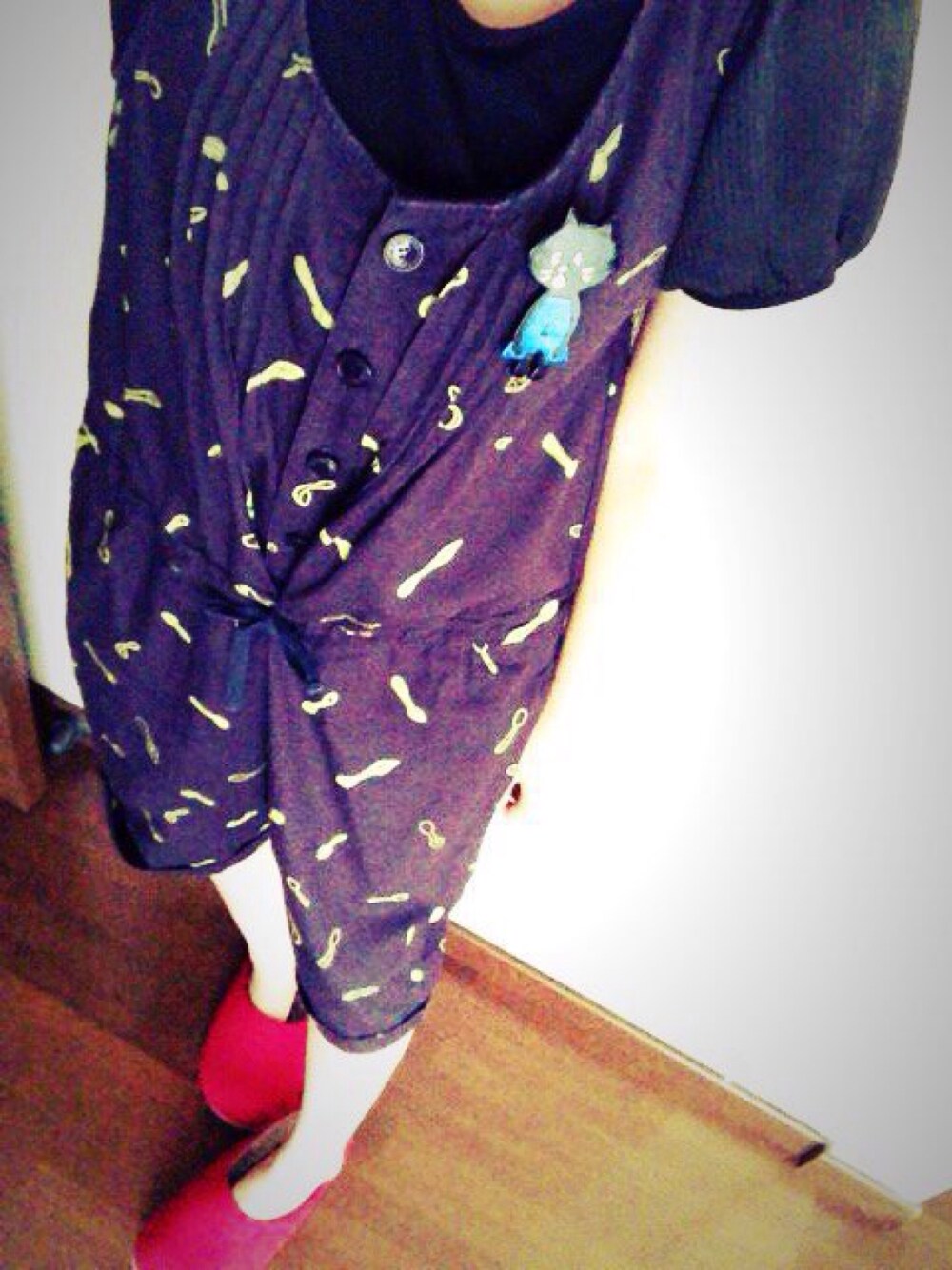 「日常」｜「ROPE' PICNICの袋ジャガードジョーゼットプルオーバー（Tシャツ/カットソー、ブラック系）」を使った、chiyu:)さん（レディース・158cm）の夏コーディネートの1枚目の写真