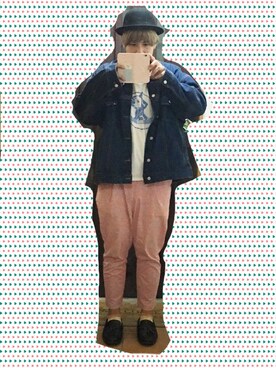 「PUNYUS（プニュズ）のアイテム（デニムジャケット）」を使った、NICO◡̈さん（メンズ・175cm）の秋コーディネート