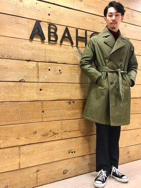 「abahouse」｜「アイテム（トレンチコート）」を使った、ONDAさん（メンズ・183cm）の秋コーディネート