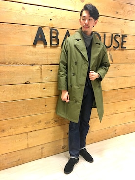 「abahouse」｜「アイテム（トレンチコート）」を使った、ONDAさん（メンズ・183cm）の秋コーディネート