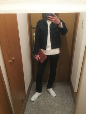 「WEGO（ウィゴー）のアイテム（ニット/セーター、ホワイト系）」を使った、tanさん（メンズ・177cm）の秋コーディネート