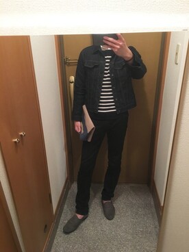 「FLANDERS LINEN PRODUCTSのアイテム（クラッチバッグ、ベージュ系）」を使った、tanさん（メンズ・177cm）の冬コーディネート
